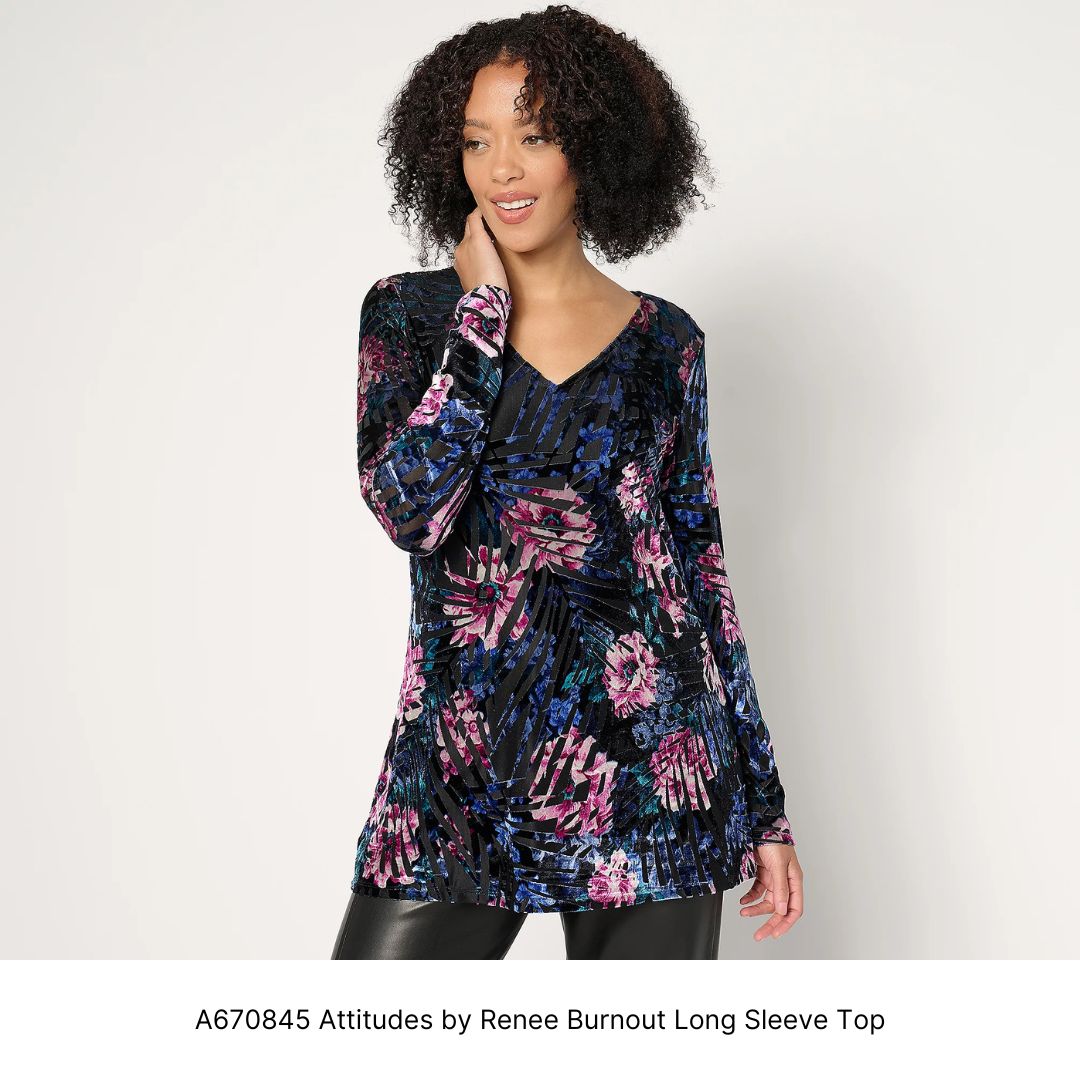 A670845 Attitudes by Renee Burnout Long Sleeve Top